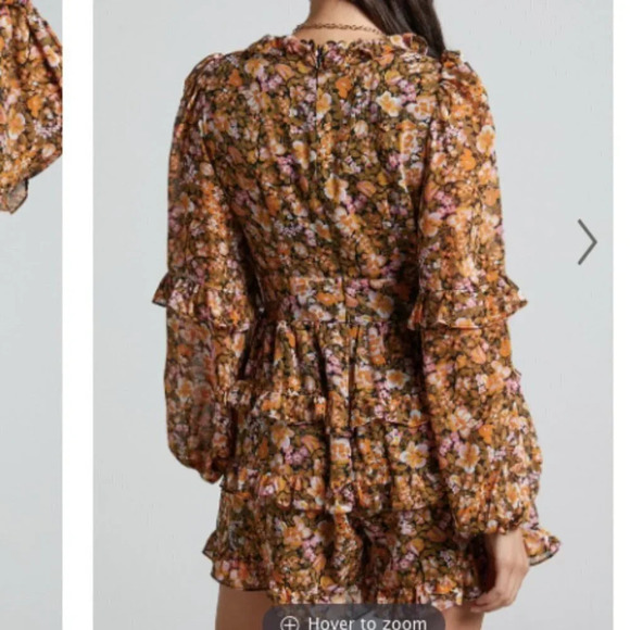 Showpo Liadi Playsuit  Jumpsuit Black Floral Sz 12 - Picture 2 of 9